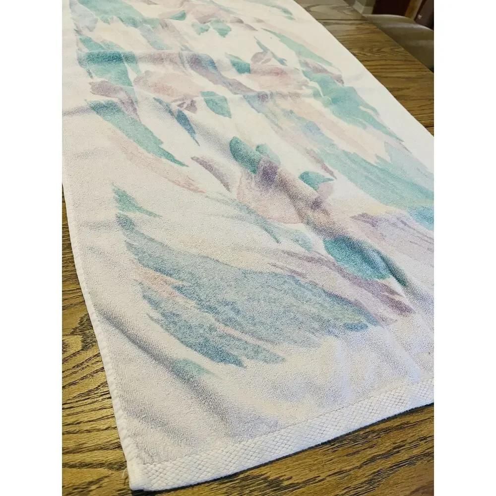Croscill Bath Body Towel 80s Pastel Pink Green Geometric Abstract Shabby Chic Br